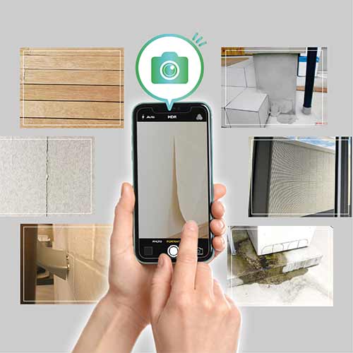 スマートフォンのアプリで写真撮影している様子