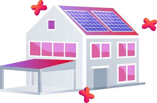 太陽光パネル付きの住宅のイラスト